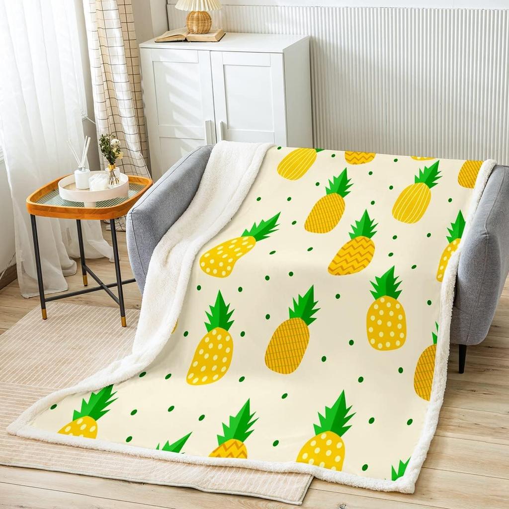 Persimmon Throw Cartoon Fruit Blanket with Orange Stripes Soft Warm Fleece for Bed or Couch  Lightweight for Kids Adults x Inche