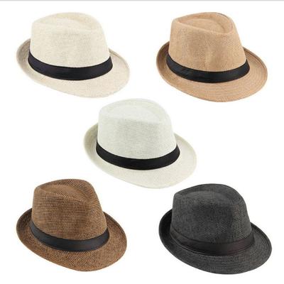 Simple Women Men Wide Brim Ribbon Decoration Beach Hats Weave Straw Hat Shade Sun Caps Fedoras