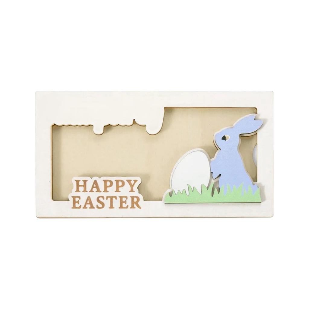 Creative Easter Bunny Gift Crafts Wooden Wallet Hanging Tag Personalized Name Cartoon, Comes With Cute Animal Easter Card Holder.
