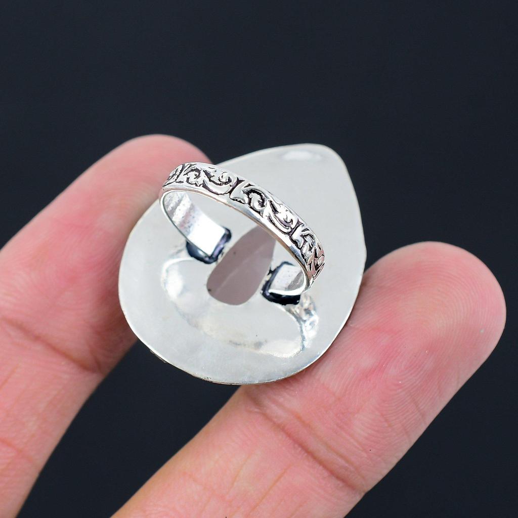 Daughters Day Sale Sterling Silver Rose Quartz Gemstone Promise Ring Size 7.5
