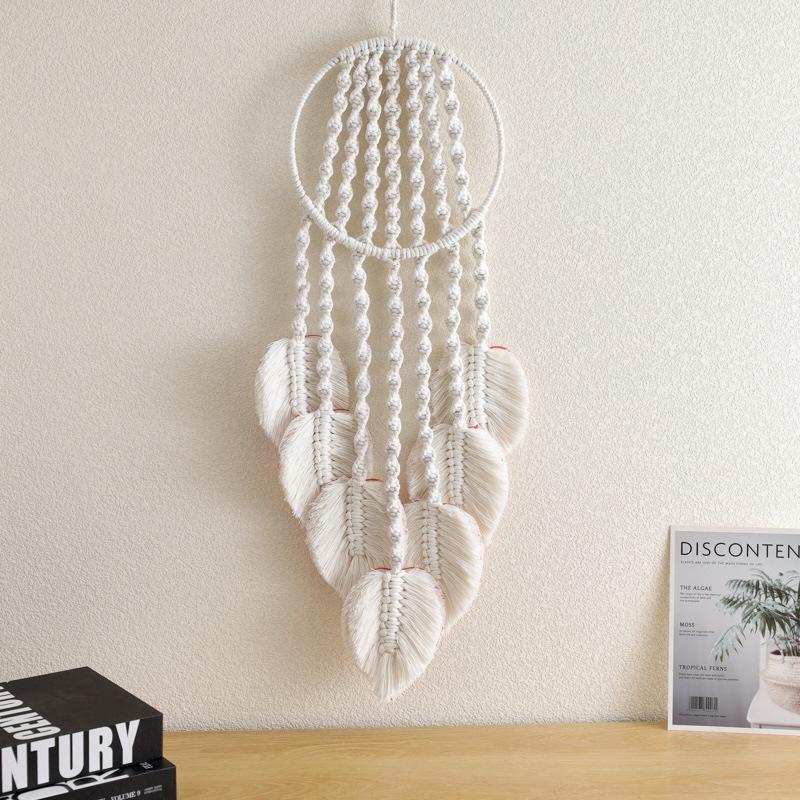 Handgewebter Baumwoll-Traumfänger mit Blattmuster, Wandbehang für Wohnzimmer, Schlafzimmer, Orientalisch Boho Chic Wandteppich-Dekor
