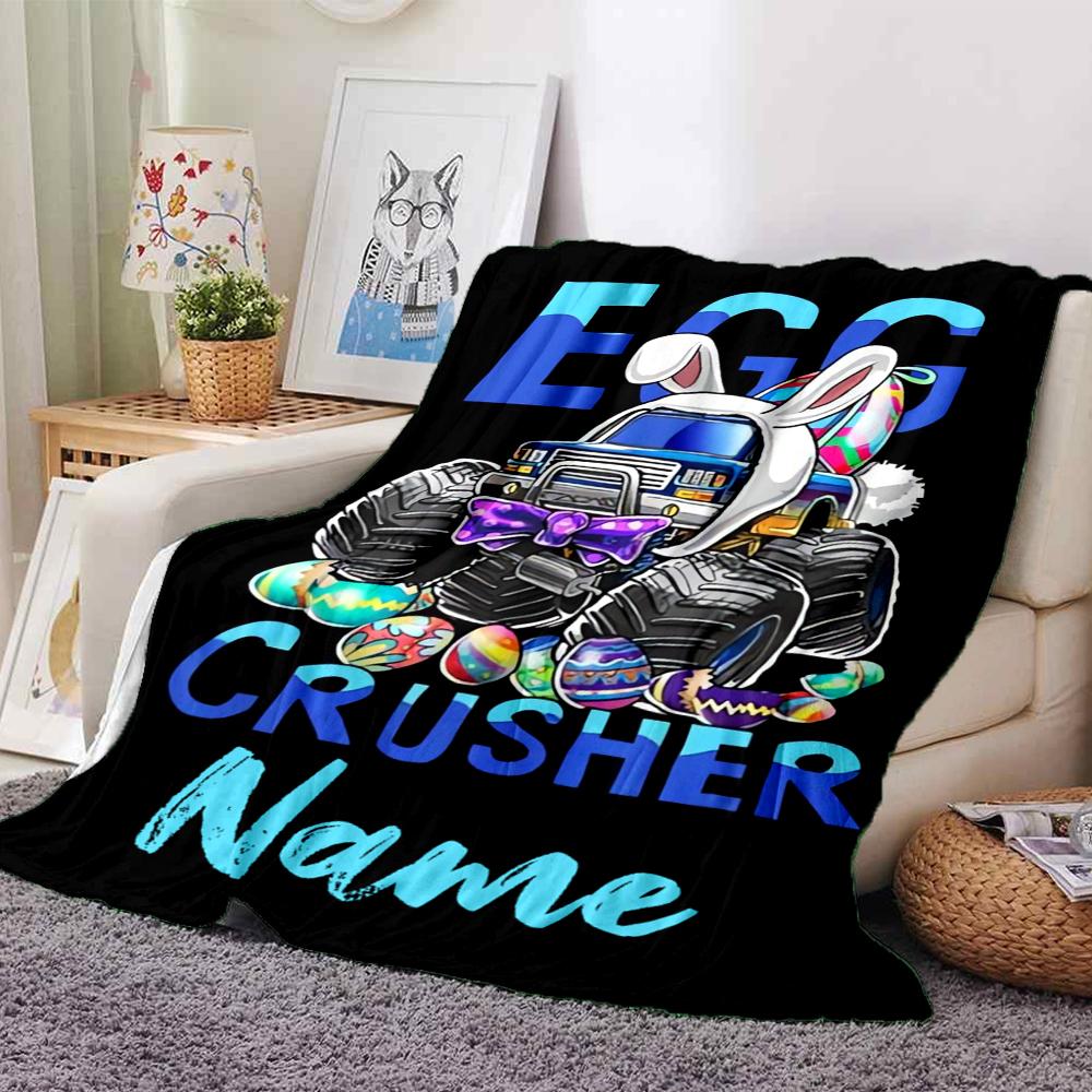 Custom Name Truck Theme Printed Blanket - Perfect for Couch, Bed, Travel & Outdoor Use | Machine Washable, Cozy & Durable.