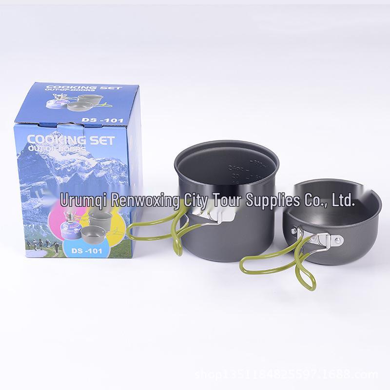 

Стильный набор посуды для кемпинга на открытом воздухе - Анодированный алюминиевый котелок с антипригарным покрытием и плита DS101