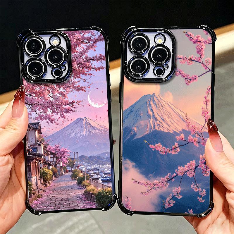 Japanese Pink Cherry Mount Fuji Soft Phone Case For Xiaomi Poco X7 X8 Pro Max X6 X5 X3 F8 Ultra F7 M8 M7 M5S Redmi 15C 15A 15 14