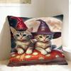 Witchy Black Cats Halloween Pillowcases Pet Lover Morden Pillow Case For Sofa Bedroom Home Decor Graphic Pillow Cover