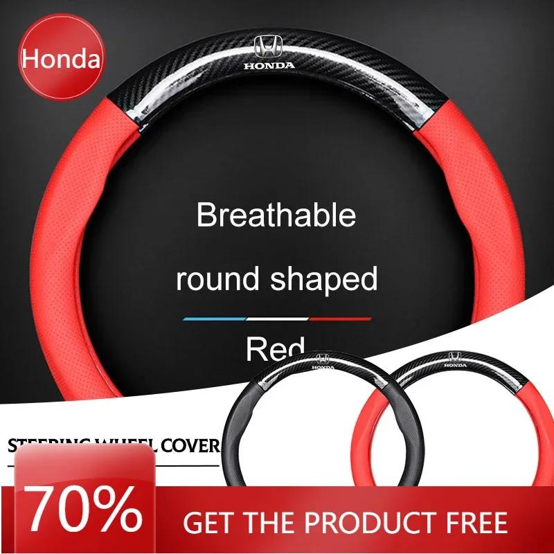 FIT Car New Honda Car Steering Wheel Cover Breathable Anti Slip PU Leather Steering Cover For Honda CRV Accord Mugen Prelude FI