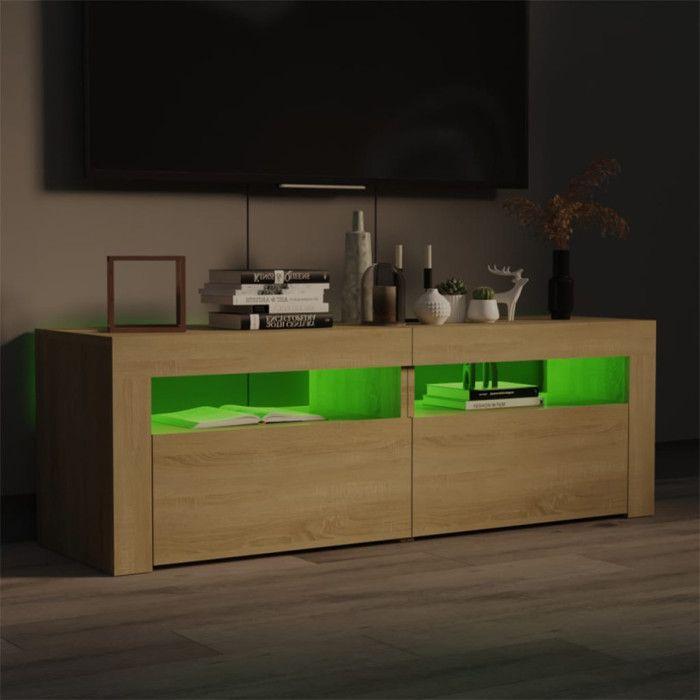 VidaXL Meuble TV avec Lumières LED, Armoire de Télévision, Meuble Télé de Salon, Armoire Basse Salle de Séjour Intérieur, 804358