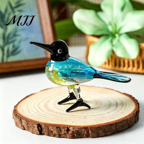 Crystal Glass Bird Collectibles Hand Blown Figurines, Colorful Mini Statues, Art Unique Crafts for Shelves Animal Ornaments Tea Table Bookshelf