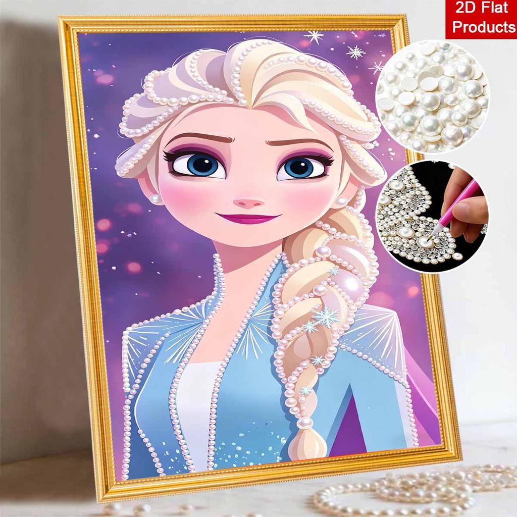 Disney DIY Pearl Art Painting Frozen Elsa Blue Pearl Dress Home Wall Decoration Pearl Gem Painting Pictures Crafts Home Decoration