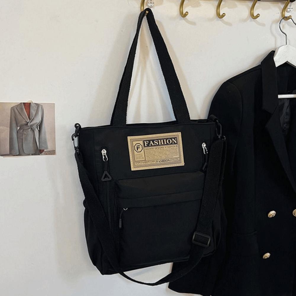 Large Capacity Student Tote Bag Solid Color Shopping Handbag Women's Shoulder Bag Student Class