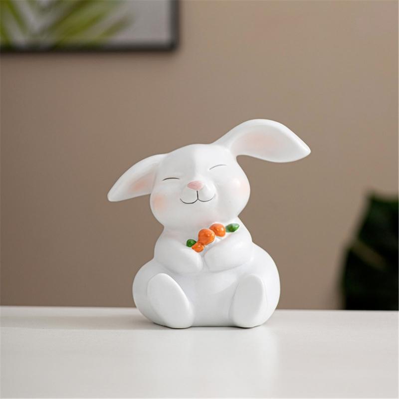 Easters Bunnies Ornament Resins Rabbit Hugging Carrot Figurine Sculpture Tabletop Decors for Holiday Decoration Lover