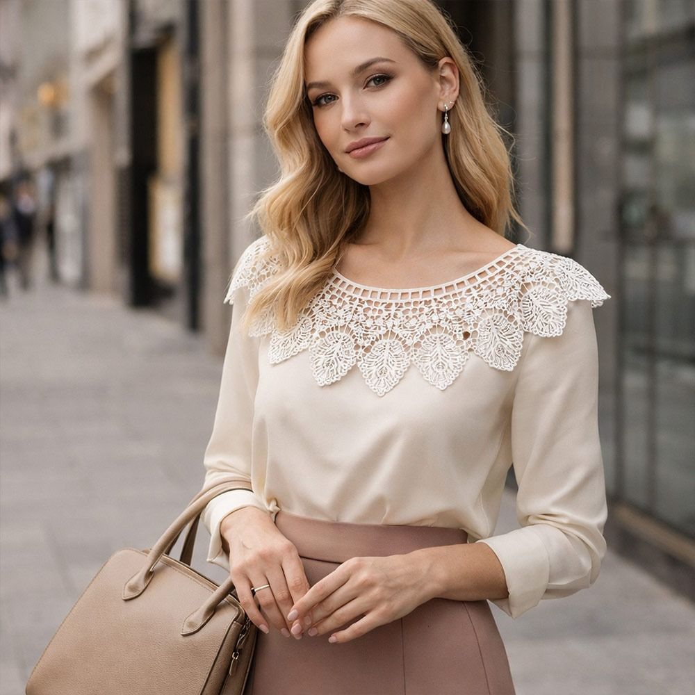Fashion Embroidery Lace Neckline DIY White Curved Neckline Hollowed-out Handmade Lace Trim Slim Clothes Sewing Applique