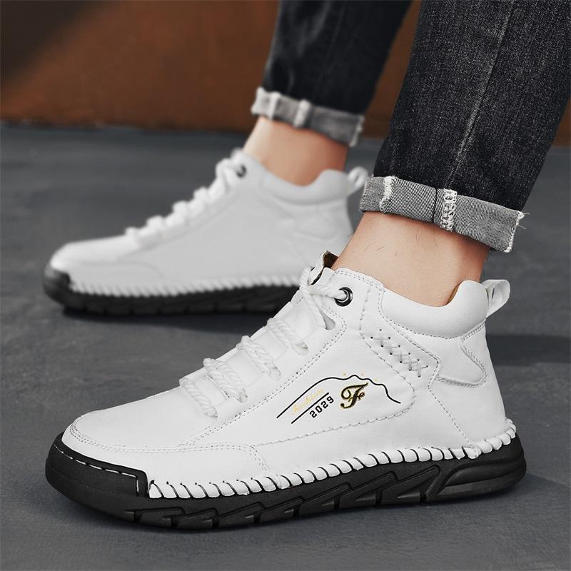 Herren High-Top Casual Sneaker Handgefertigte Lederschuhe Übergröße 39-48 Frühling & Herbst