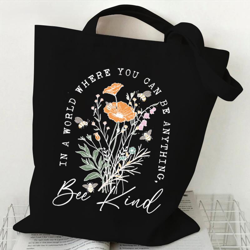 Borsa a Tote in Tela Girasole e Ape Versatile Borsa a Spalla da Sottobraccio per Lavoro Scuola Pendolarismo
