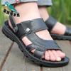 Woodpecker Sandals Men's Summer New Casual Leather Dad Shoes First Layer Cowhide Soft Sole Two Sandals