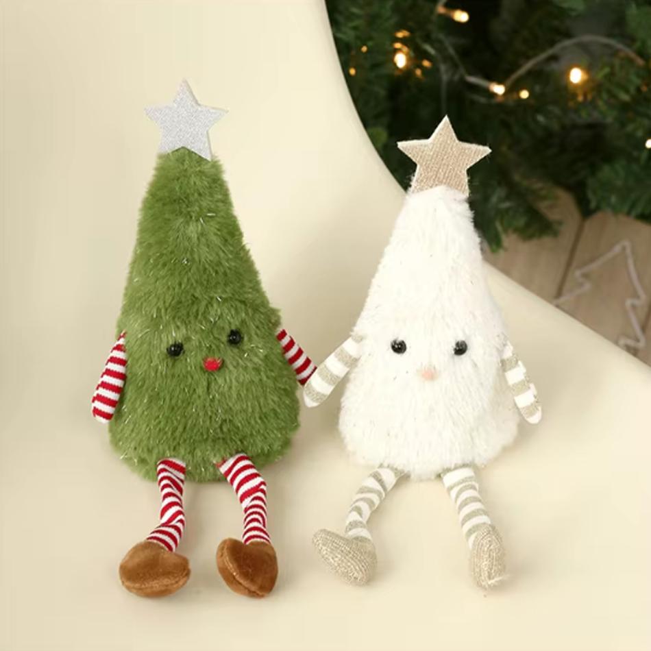 In-Stock Christmas Tree Doll Ornaments Christmas Green White Wreath Pendants Christmas Decorations Merry Christmas
