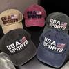 Baumwolle USA Baseballkappe Gewaschen Stickerei Großer Buchstabe Sport Baseballkappe Amerikanische Flagge Kappe