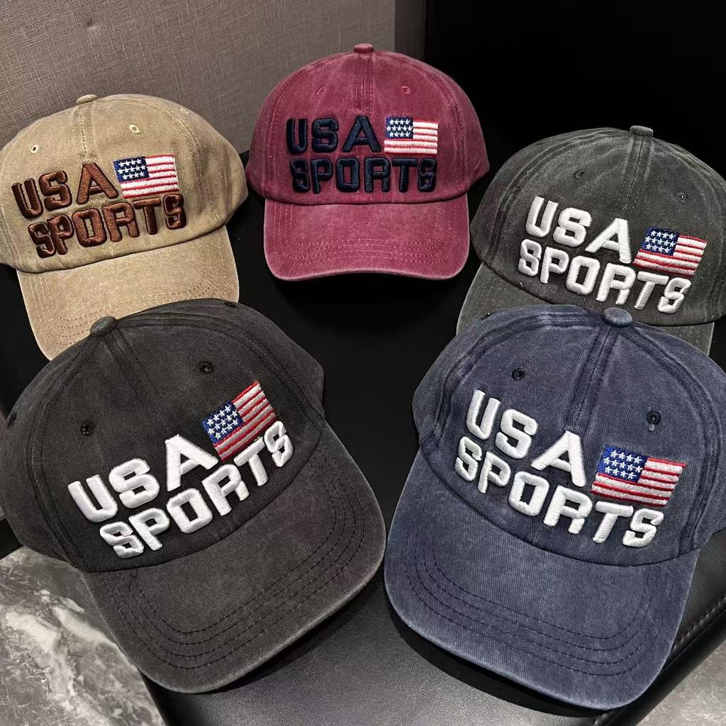 Embroidery washed old cap USAD three-dimensional embroidery retro sticker baseball cap European and American couple hat