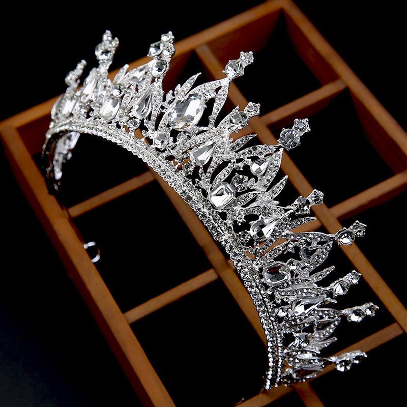 European and American Bride Silver Hair Crown Tiara Rhinestone New Korean Wedding White Wedding Accessories Wedding Hair Accessories