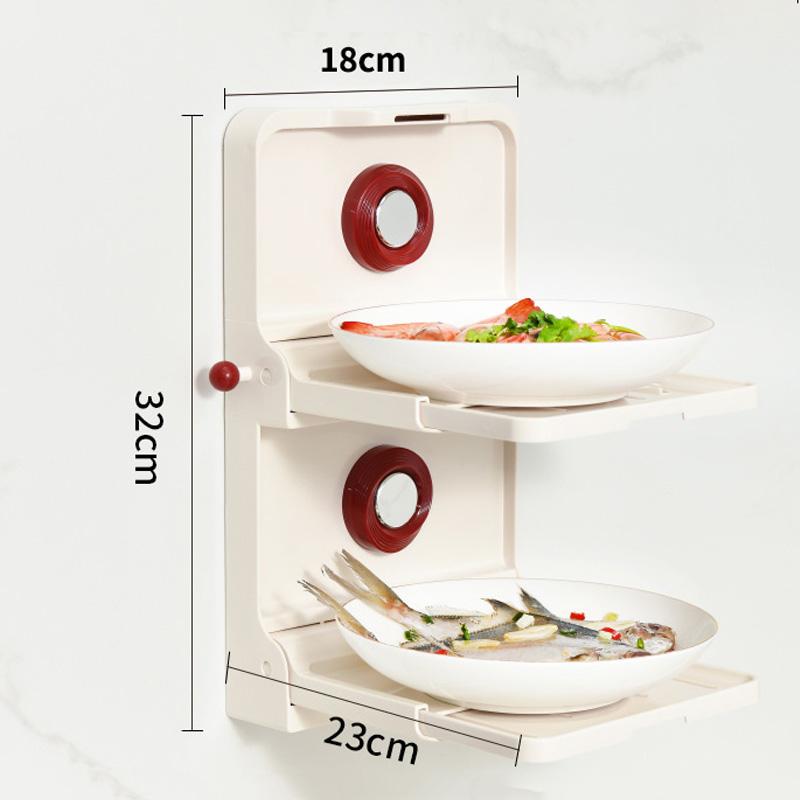 

Присоска Поддоны для приготовления пищи 2-ярусная Складная Кухонная Стойка для хранения Без пробивания Многофункциональная Сильная Нагрузка Настенная