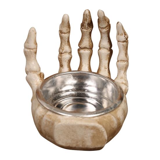 Halloween Candle Holder Spooky Resin Grim Reaper Skeleton Human Organ Statue Tabletop Tea Light Holder for Home Office Kitchen Mantel Decor