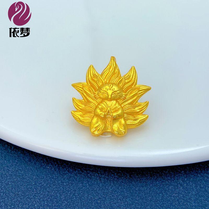 

Gold Nine Tail Fox Pendant Fox Fairy round Plate Fengjiu Braid Rope Carrying Strap Handmade DIY Accessories Bracelet Necklace Accessories SK 4333.29cm inch 225.5x23.3mm