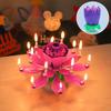Musical Rotating Lotus Flower Candle for Birthday Parties