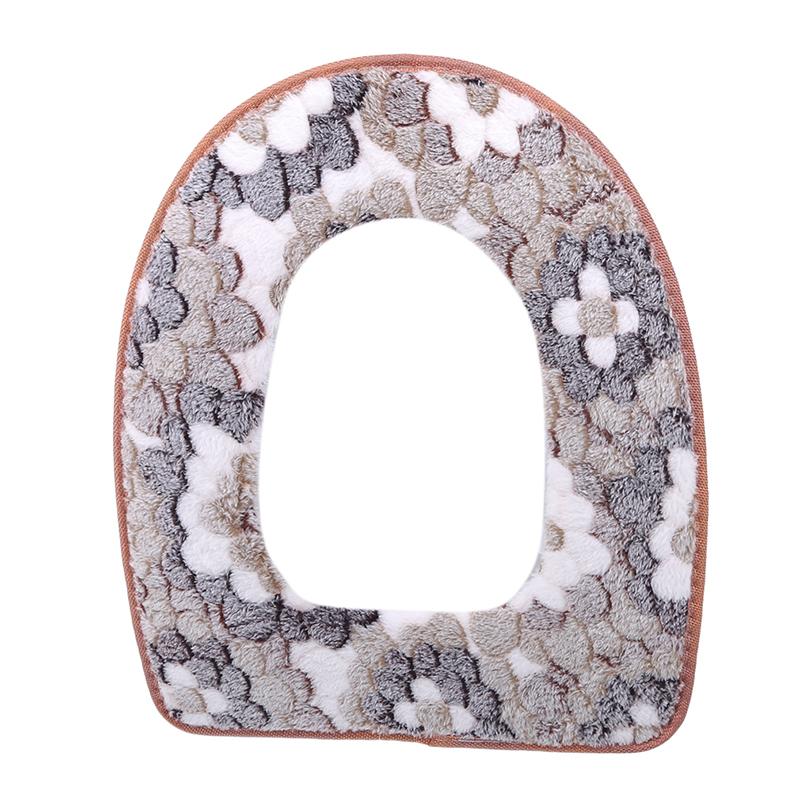 Universal Toilet Mats Flower Printed Soft Toilet Mat Warm Winter Toilet Seat Cover Toilet Mat Washable Bathroom Accessories