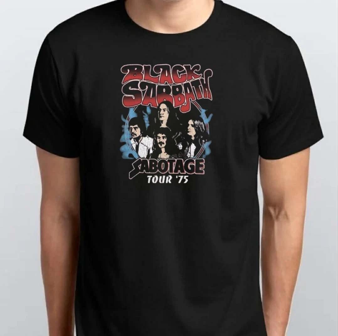 Black Sabbath Sabotage Tour 75 Vintage Unisex 100% Cotton T-shirt Mens Tees Top S M L XL XXL 3 4 XL Black 3XL