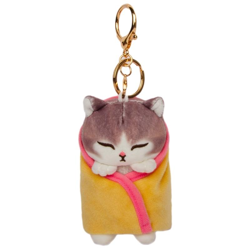 Mofusand Cat Keychain Wrapped Quilt Plush Doll Car Bag Pendant Couple Keyring