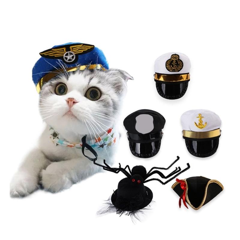 Funny Hat for Cat Cosplay Captain Pirate Dress Up Costume Pet Hat Christmas Cosplay Warm Headwear Dogs Cat Accessories