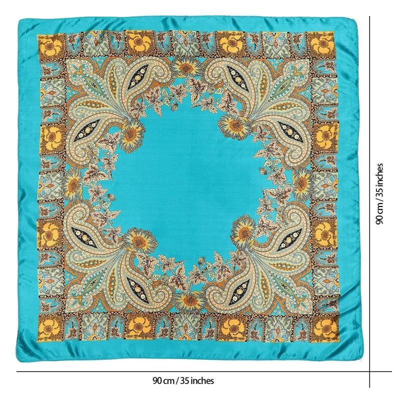 4PcsSetof Oversized Square Scarves Polyester Silk-Feel Neck Scarves Headscarves Sleep Caps Casual Fashion Hair Accessories