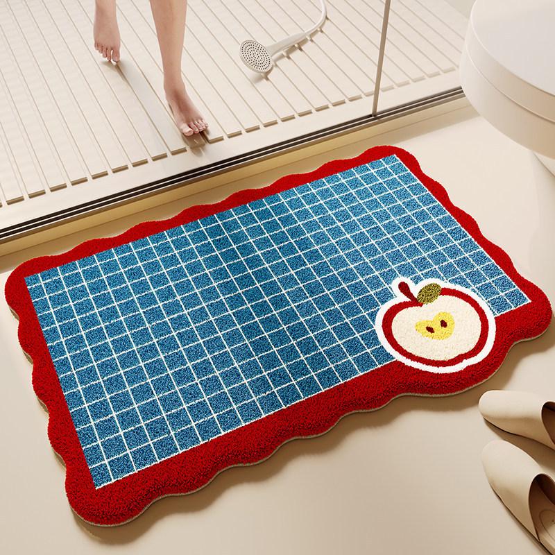 Cartoon Puppy Imitation Cashmere Floor Mat: Absorbent, Insulating Door Mat for Shower Room