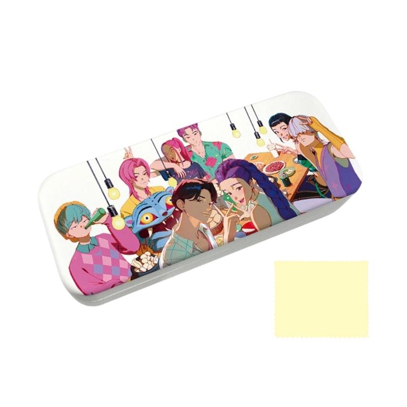 Anime PU Leather Glasses Case Witch Hunters Design Soft Lining for Scratch Prevent Eyewear Holder for Daily Travel Use