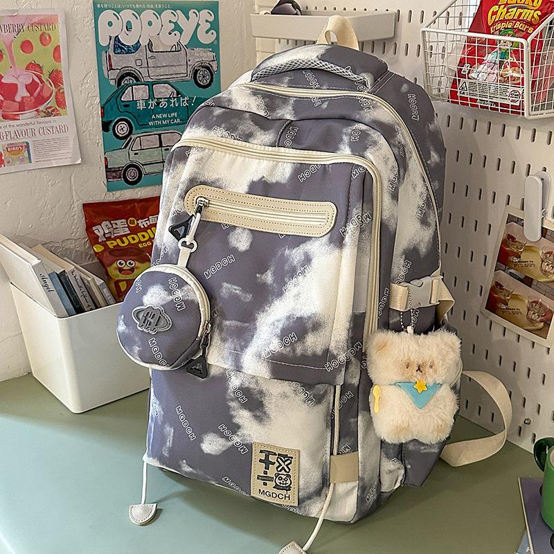 High Value, Fresh and Sweet Tie-dye Contrasting Backpack, Female Junior High School Student Large-capacity Backpack