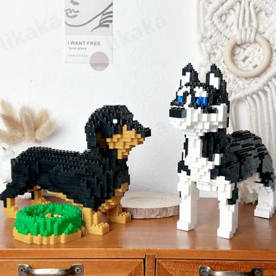Stadttiere Bausteine Mikro Hund Husky Dackel Haustier Modell Diamantblöcke Niedliches Spielzeug für Jungen Mädchen Erwachsene Geburtstagsgeschenke