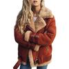 Women Motorcycle Style Loose Mid Length Suede Lamb Wool Cotton Coat
