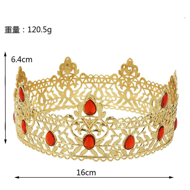 European and American Men's Golden Crown Simple Multi Color Full Circle King Crown Headdress Birthday Bride Crown