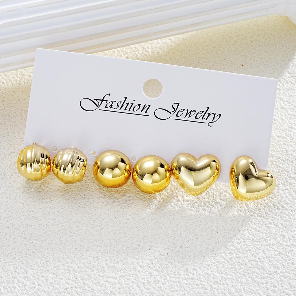 iF ME 3 Paar Modische Halbrunde Liebesdekoration CCB Ohrringe für die tägliche Dekoration von Frauen