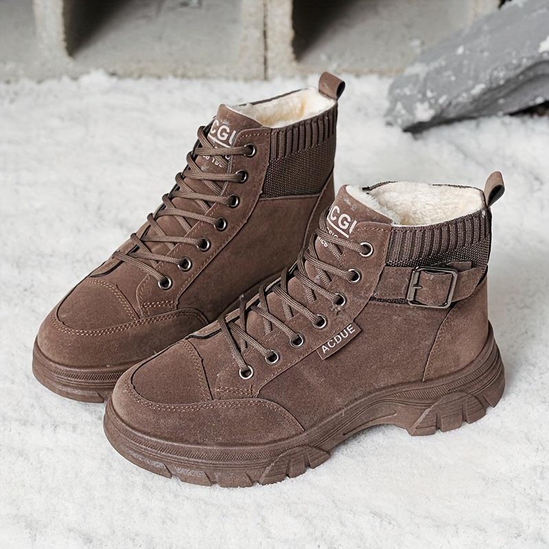 [Warm Winter Boots] Warm, Durable Women's Winter Ankle Boots with Thick Rubber Sole, PU Upper & Breathable Fabric Lining - Versatile for Cold Weather