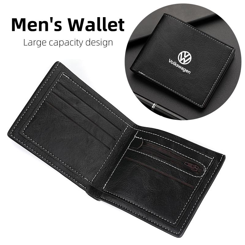 Men Wallet Car Logo Leather Coin Purse Personalised ID Card Holder For Volkswagen VW Golf 4 6 GTI Tiguan Passat B5 B6 B7 MK5 Pol HY3