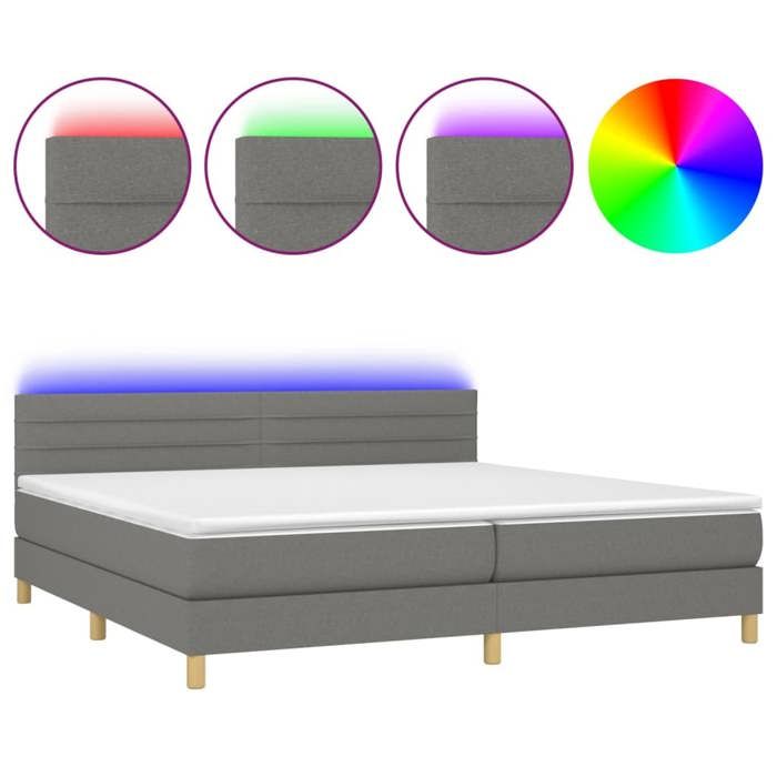 Maison Exclusive - Sommier à lattes de lit et matelas et LED Gris foncé 200x200 cm