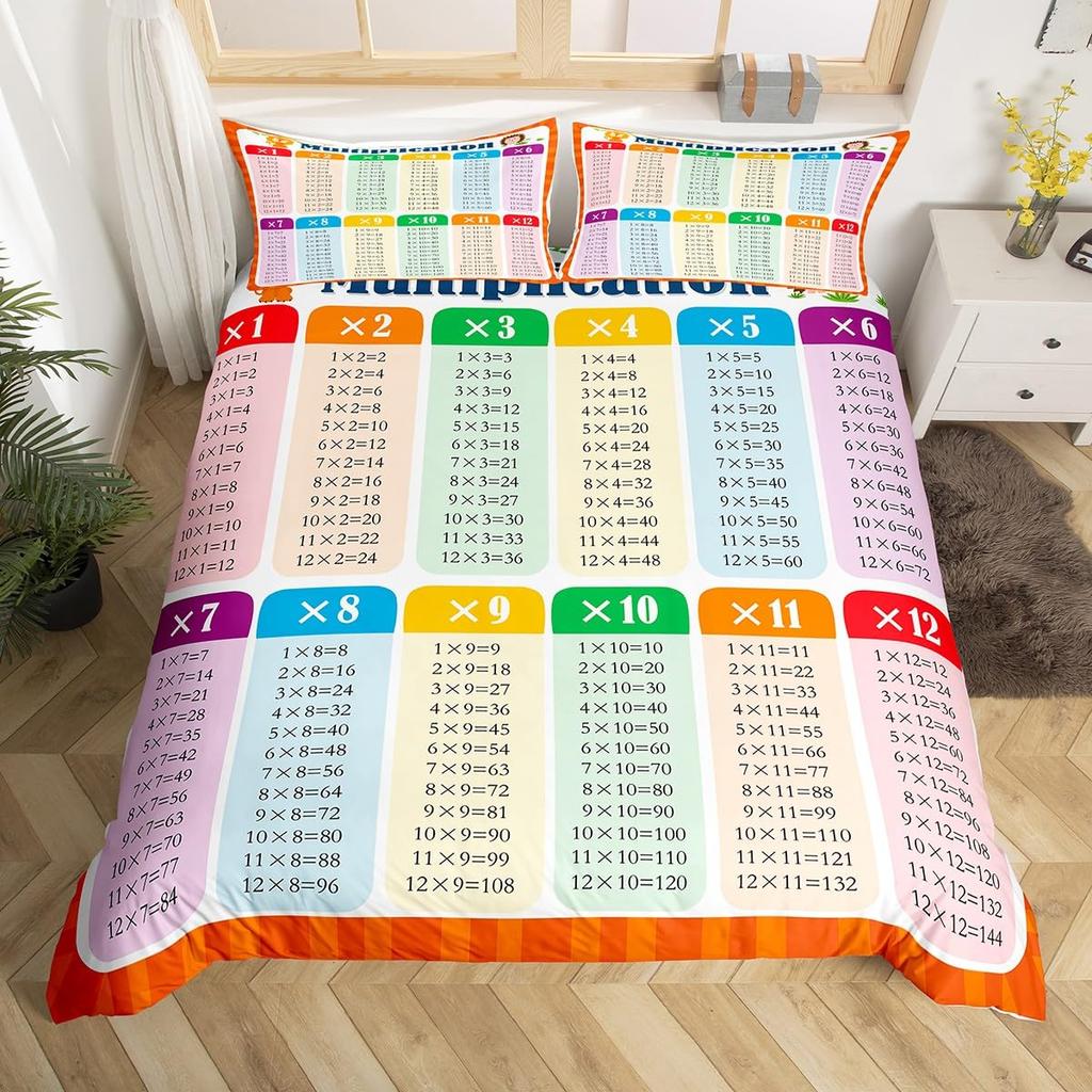 Outer Space Planet Galaxy Duvet Cover Twin King Kids Cartoon Bedding Set ABC Alphabet Learning Comforter Cover with 2 Pillowcase