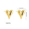 Trendy Glossy Stainless Steel 18K Gold Plated Heart Stud Earrings for Women Cute Love Pearl Piercing Earring Jewelry Daily 20mm