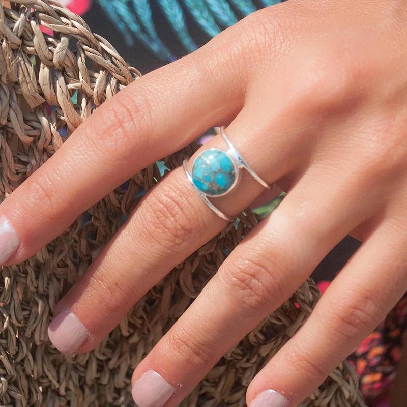 

CAOSHI Bohemia Imitation Turquoise Finger Ring Female Simple Design Versatile Jewelry for Women Daily Party Accessories Gift 10