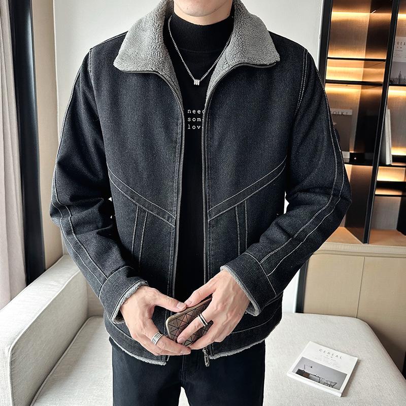 Autumn and Winter Casual Simple Denim Clothing Men's Washed Retro Tops Large Size Young Men's Warm Jacket Trend