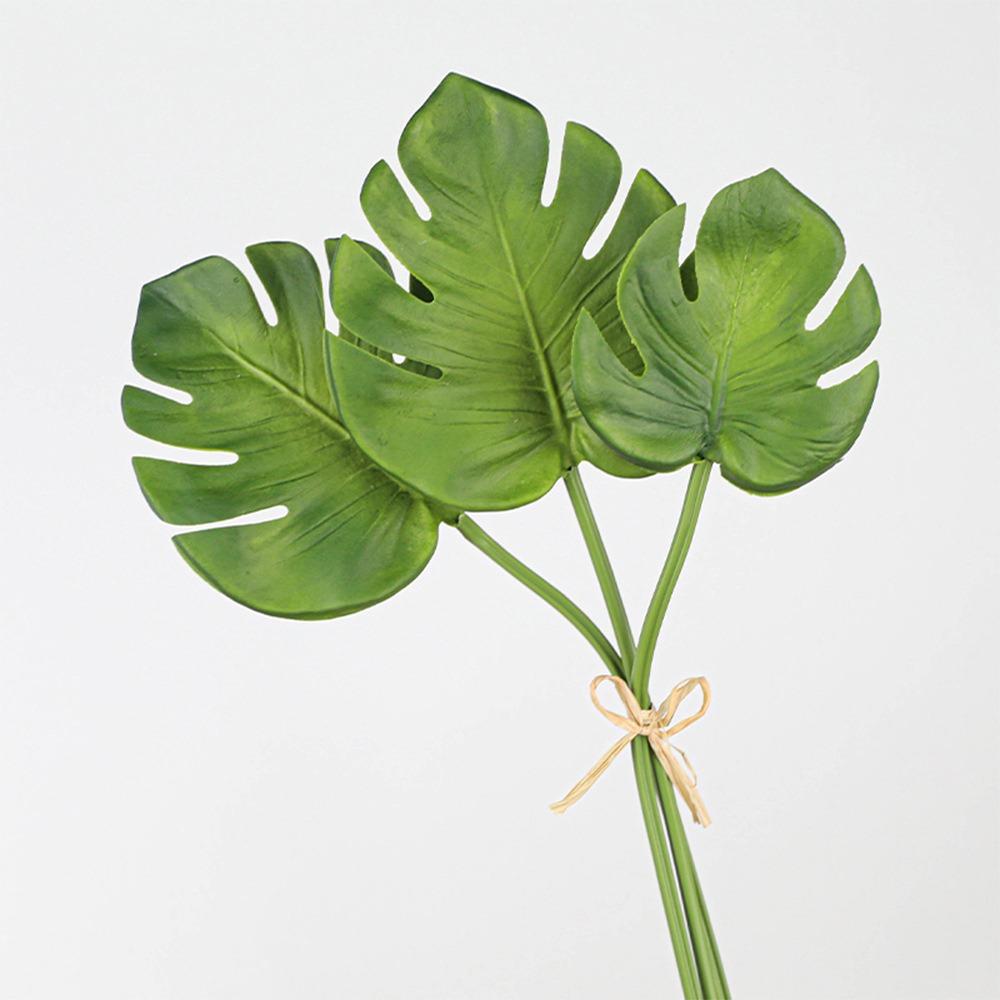 

3PCS Green Artificial Palm Leaves Acesorries Simulation Leaf Vivid Fake Plant Desktop Ornaemnt