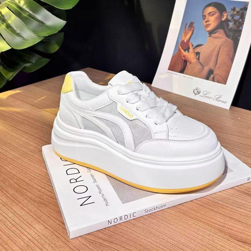 Little White Shoes Women's Summer New Thick-soled Muffin Board Shoes Leather Versatile Basic Four-season Casual Sports Shoes