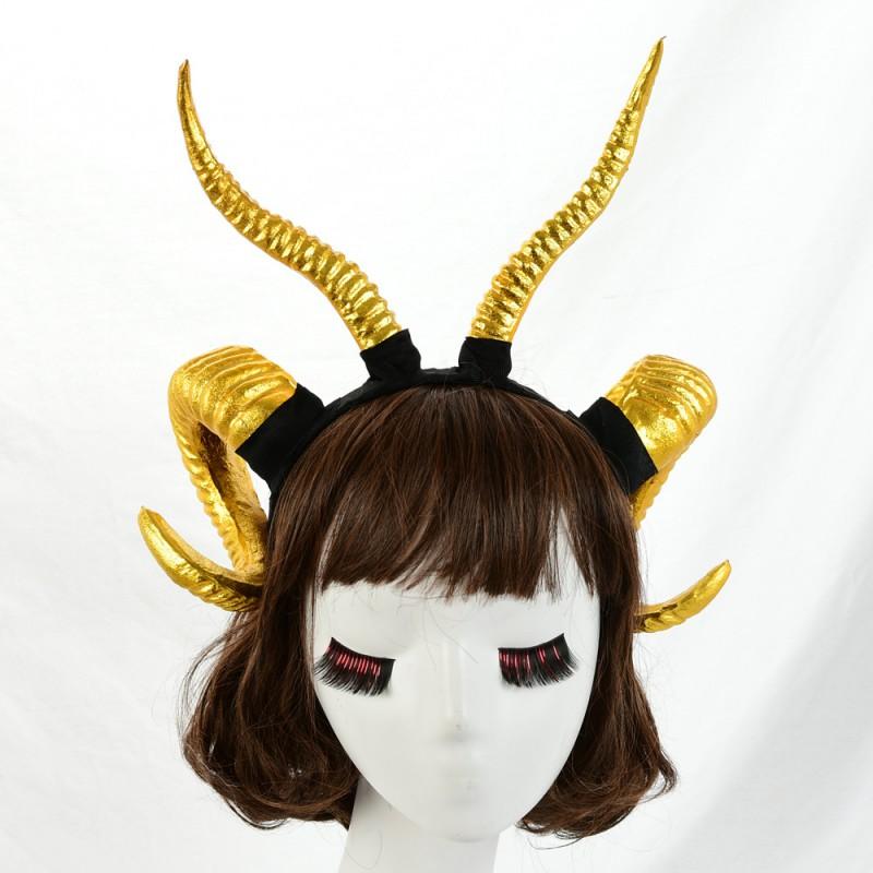 Plastic Resin Bull Horn Headband Halloween Party Cosplay Costume Accessory Unisex U-Shaped Hair Clip