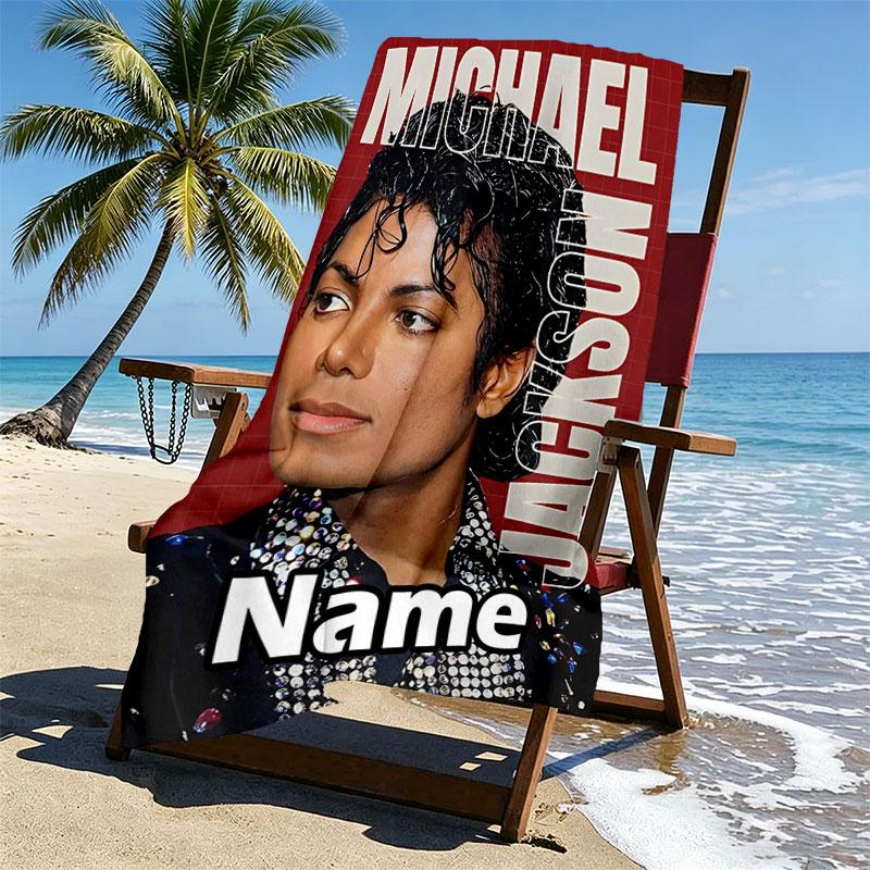Individualus pavadinimas, personalizuotas Michael Jackson spaudinio paplūdimio rankšluostis, kelionei, stovyklavimui, paplūdimio vakarėliui, namų dekoravimui, gimtadienio dovana šeimai ir draugams